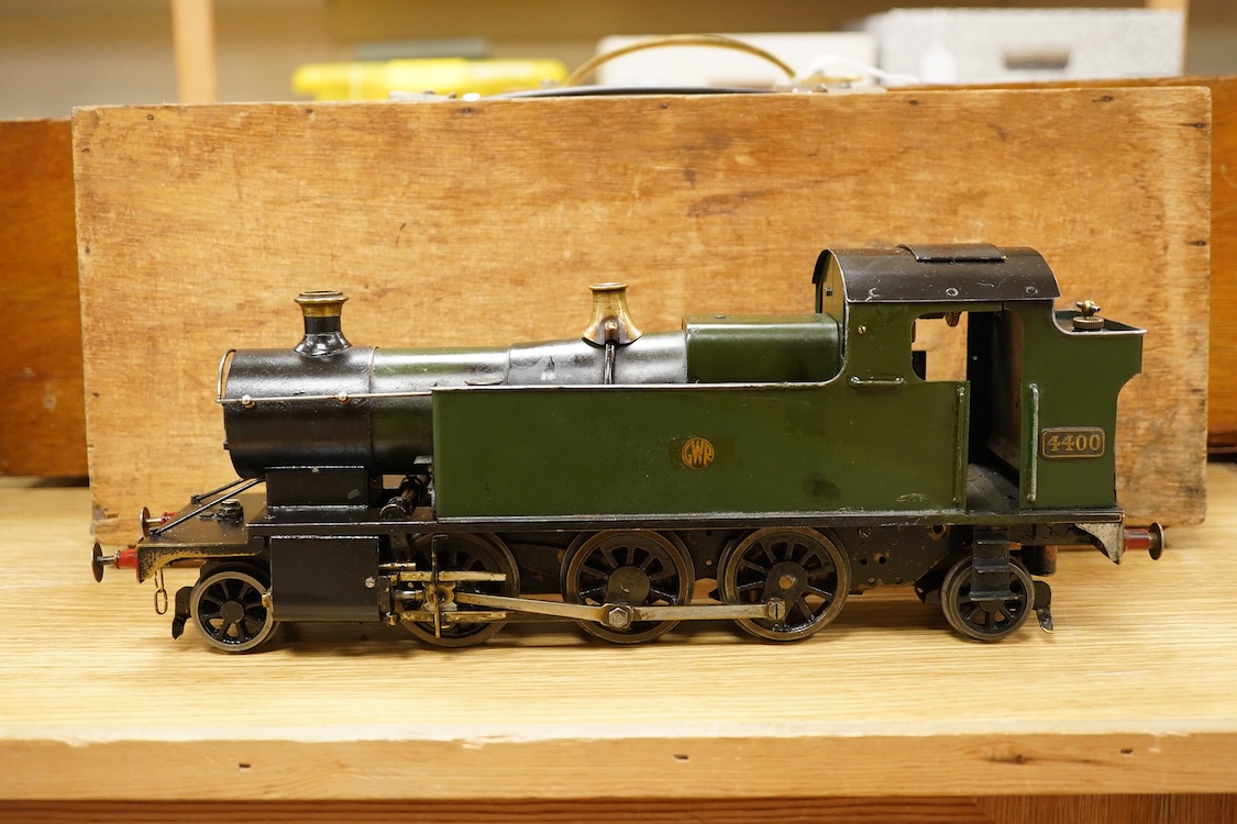 A Gauge One live steam GWR 2-6-2T Prairie Tank locomotive, 4400, spirit fired pot boiler with two cylinders and slip eccentric valve gear, understood to have been built by the late John van Riemsdijk using O gauge Basset